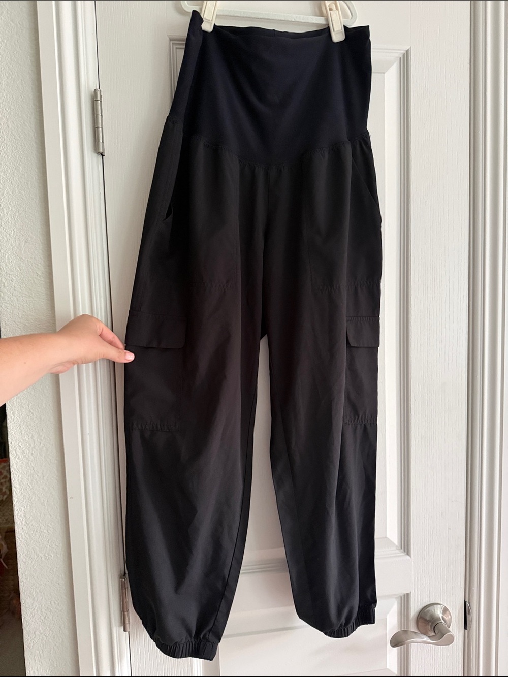 Maternity Old Navy Black Cargo Track Joggers